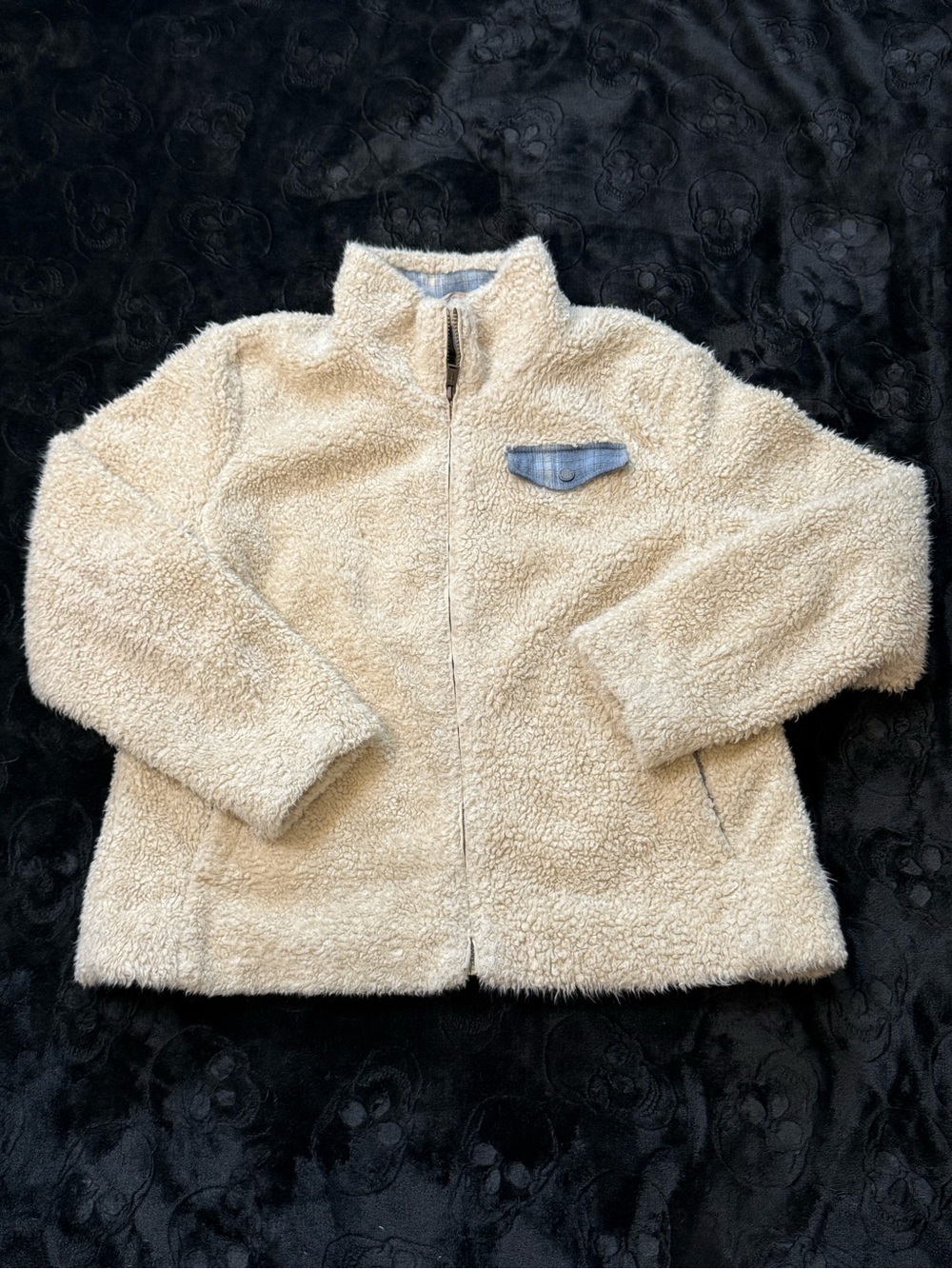 Pendleton Sherpa Fleece Jacket XL Cream Plaid Teddy Gorpcore Heritage